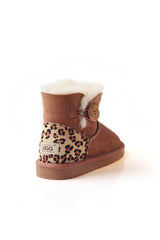 UGG MINI BUTTON BOOTS WITH LEOPARD PRINT AND TPR SOLE