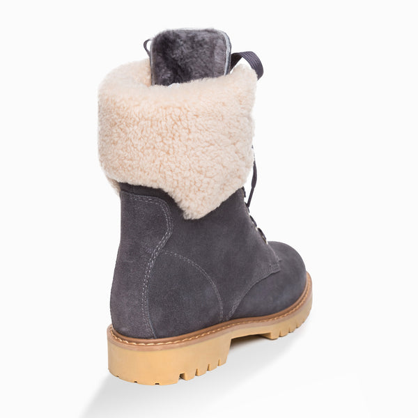 Gray shearling boots best sale
