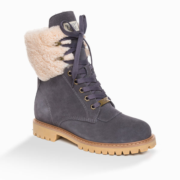 Gray new arrivals shearling boots