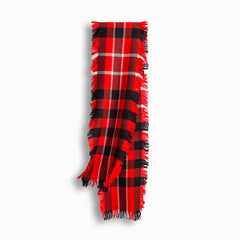 FRINGED CHECK WOOL SCARF - RED CHECK