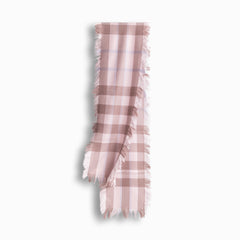FRINGED CHECK WOOL SCARF - PINK CHECK