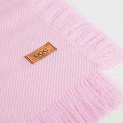FRINGED CHECK WOOL SCARF - PINK