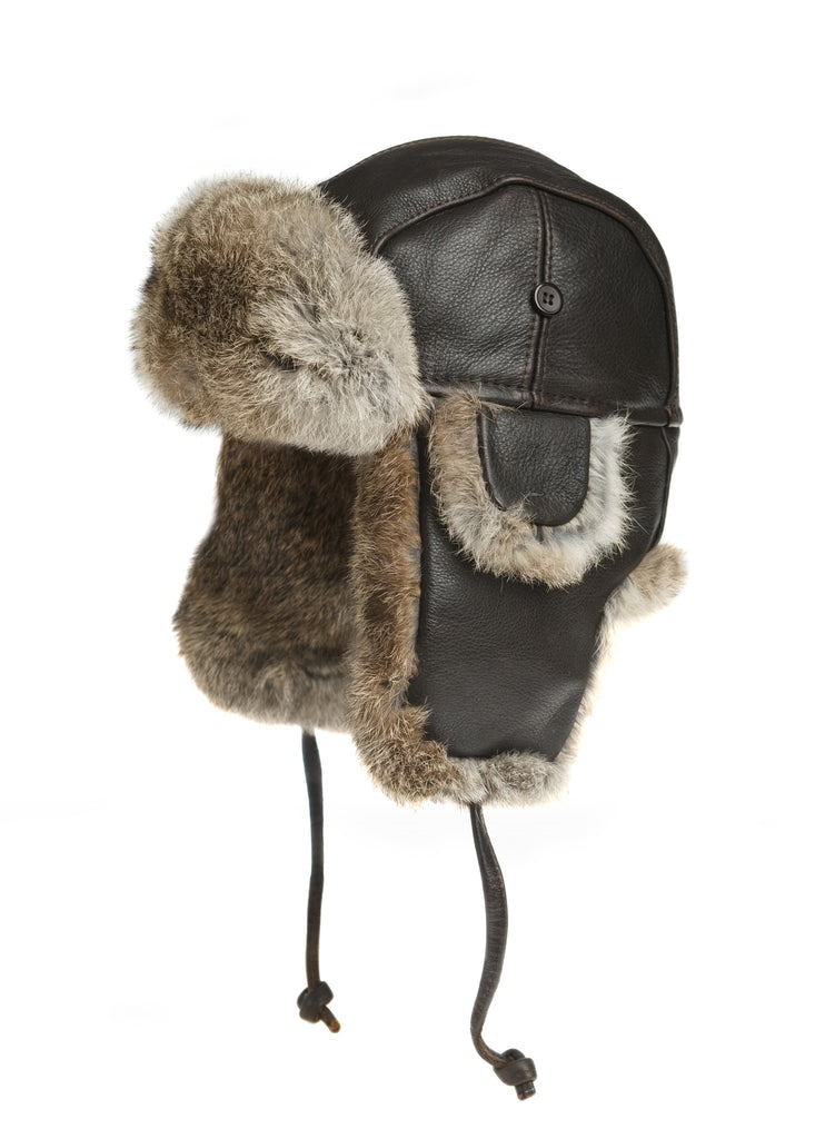 KIDS VINTAGE RODEO LEATHER FLUFFY AVIATOR HAT