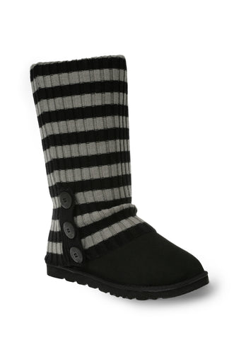 UGG CARDY SOCKS - BLACK/GREY (THICK STRIPE)