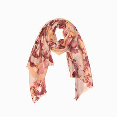 100% WOOL PRINTED SCARF - GOLDEN BROWN LEAF