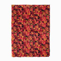 100% WOOL PRINTED SCARF - SAFFRON/LEAVES/FLORAL