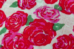 100% WOOL PRINTED SCARF - ROSY ROSE FLOWER