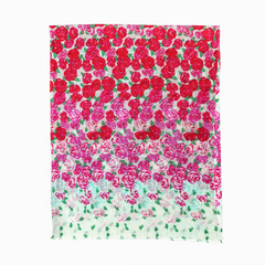 100% WOOL PRINTED SCARF - ROSY ROSE FLOWER