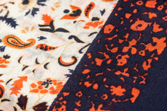 100% WOOL PRINTED SCARF - ORANGE FLORAL