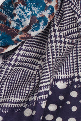 100% MERINO WOOL SCARF - PURPLISH BLUE CHECK