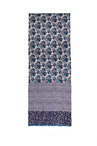 100% MERINO WOOL SCARF - PURPLISH BLUE CHECK