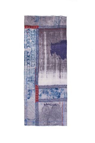 100% MERINO WOOL SCARF - BLUE/GREY