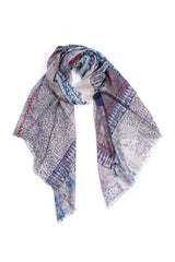 100% MERINO WOOL SCARF - BLUE/GREY