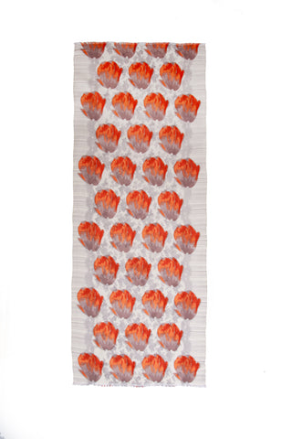 100% MERINO WOOL SCARF - BEIGE/ORANGE