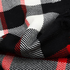 FRINGED CHECK WOOL SCARF - BLACK CHECK