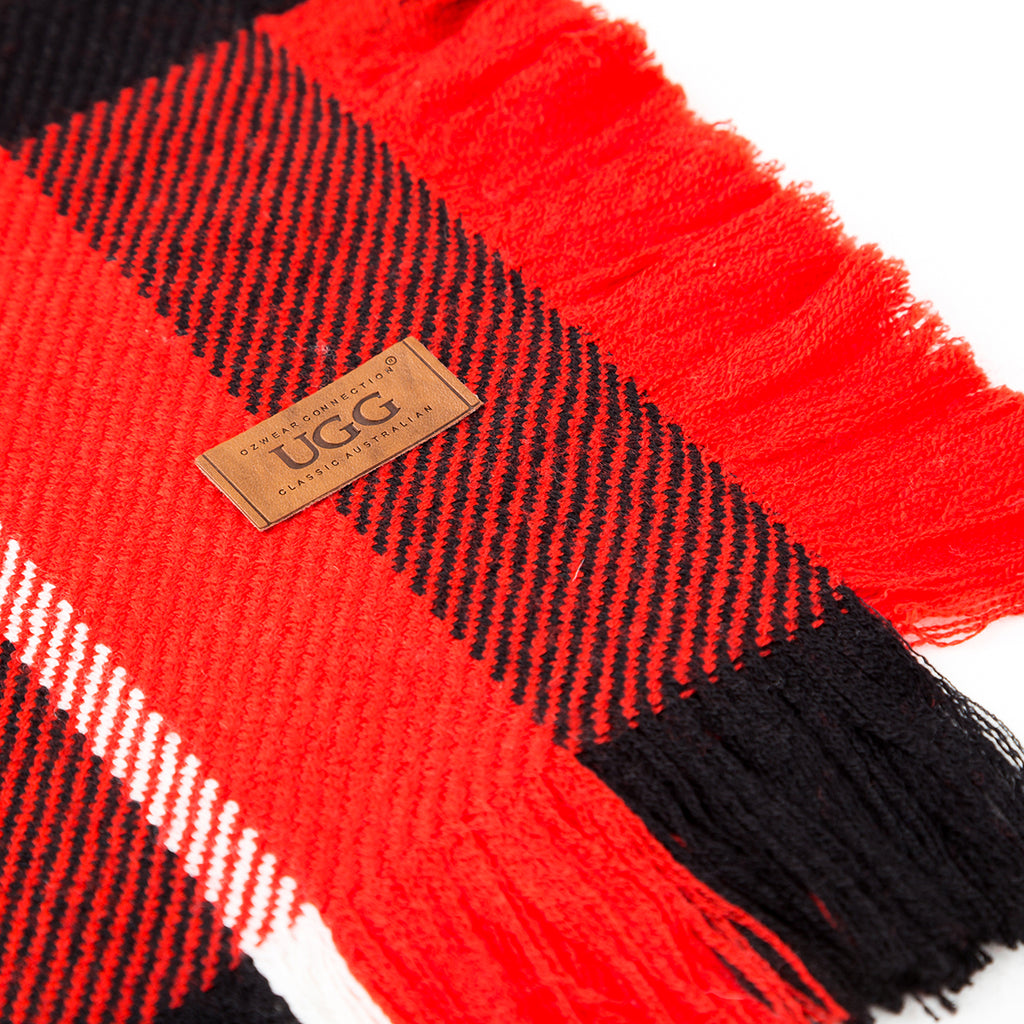 Fringed check wool scarf hotsell