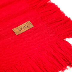 FRINGED CHECK WOOL SCARF - RED