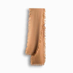 FRINGED CHECK WOOL SCARF - CAMEL