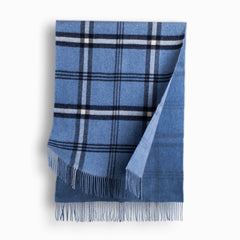 100% MERINO WOOL REVERSIBLE WRAP - STEEL BLUE